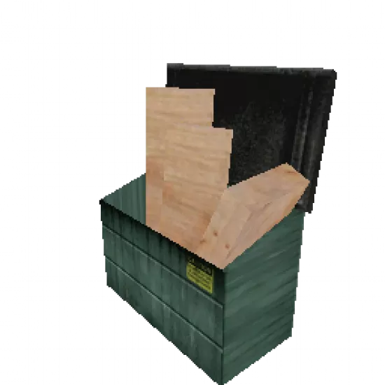 Большая зеленая мусорка с коробками (объект) - №33994